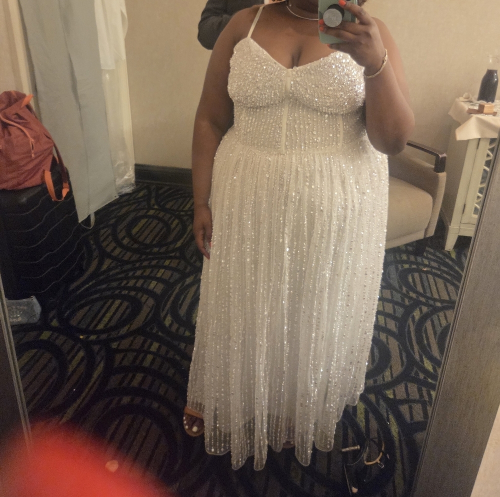 ASOS Curve White Sequin Prom Dress